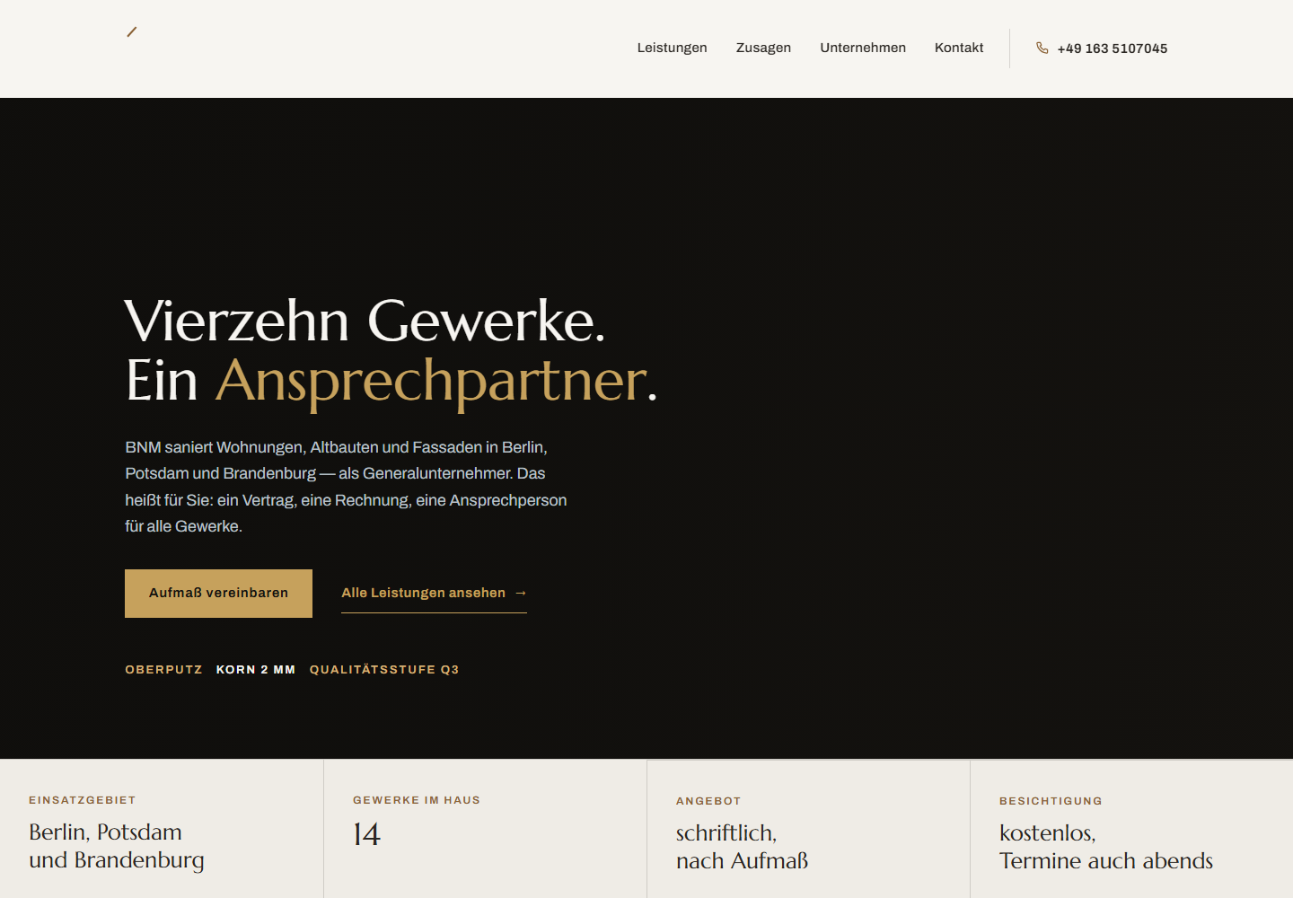 Vorschau der Website von BNM Bau